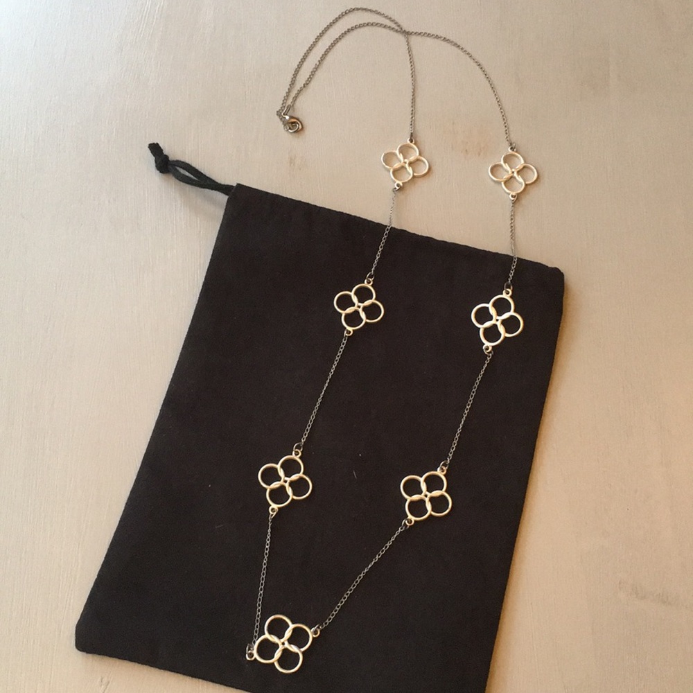 Long silver necklace
